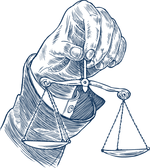 Illustration d'une main tenant une balance