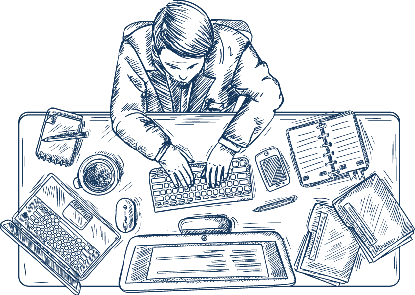 Illustration d'un bureau avec ordinateur