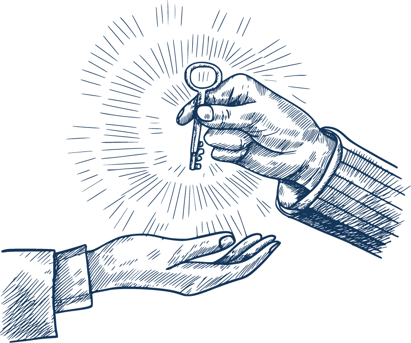 Illustration d'un transfert de clés