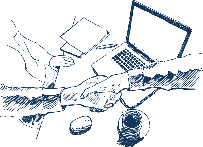 Illustration d'une poignée de main au bureau